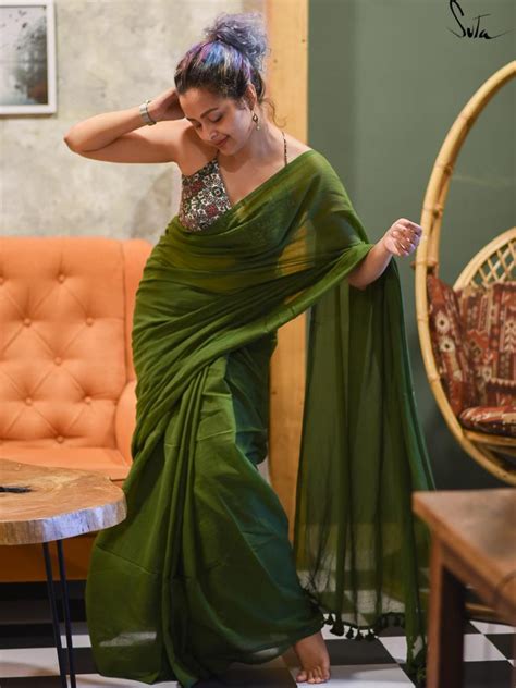 green saree aunty|suta green sarees.